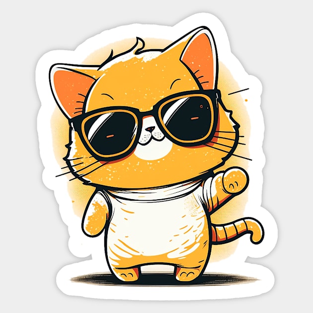 Cute ginger cat wearing sunglasses Sticker by ramith-concept